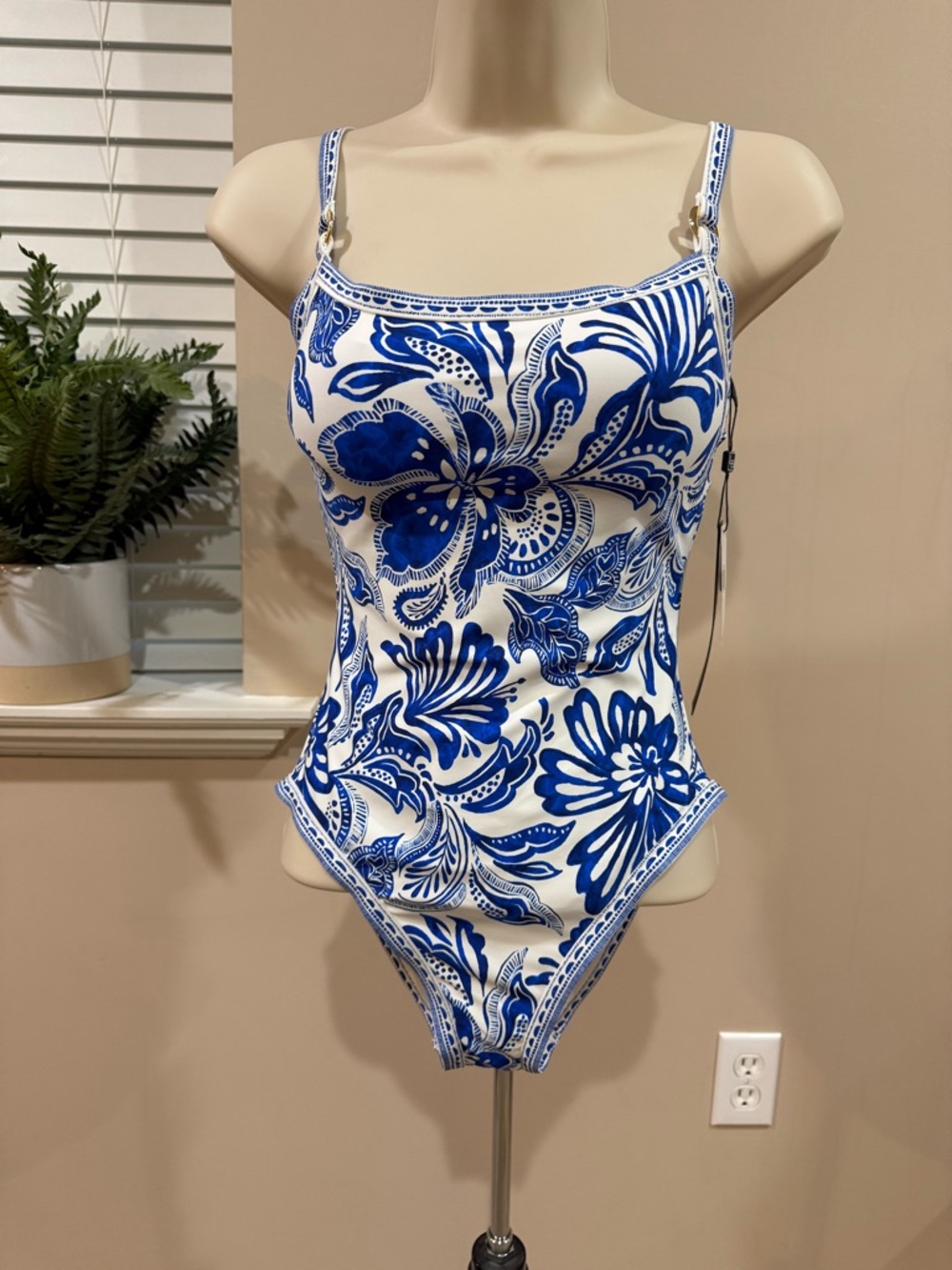 NWT La Blanca Brocade One Piece - Lapis - Size 4